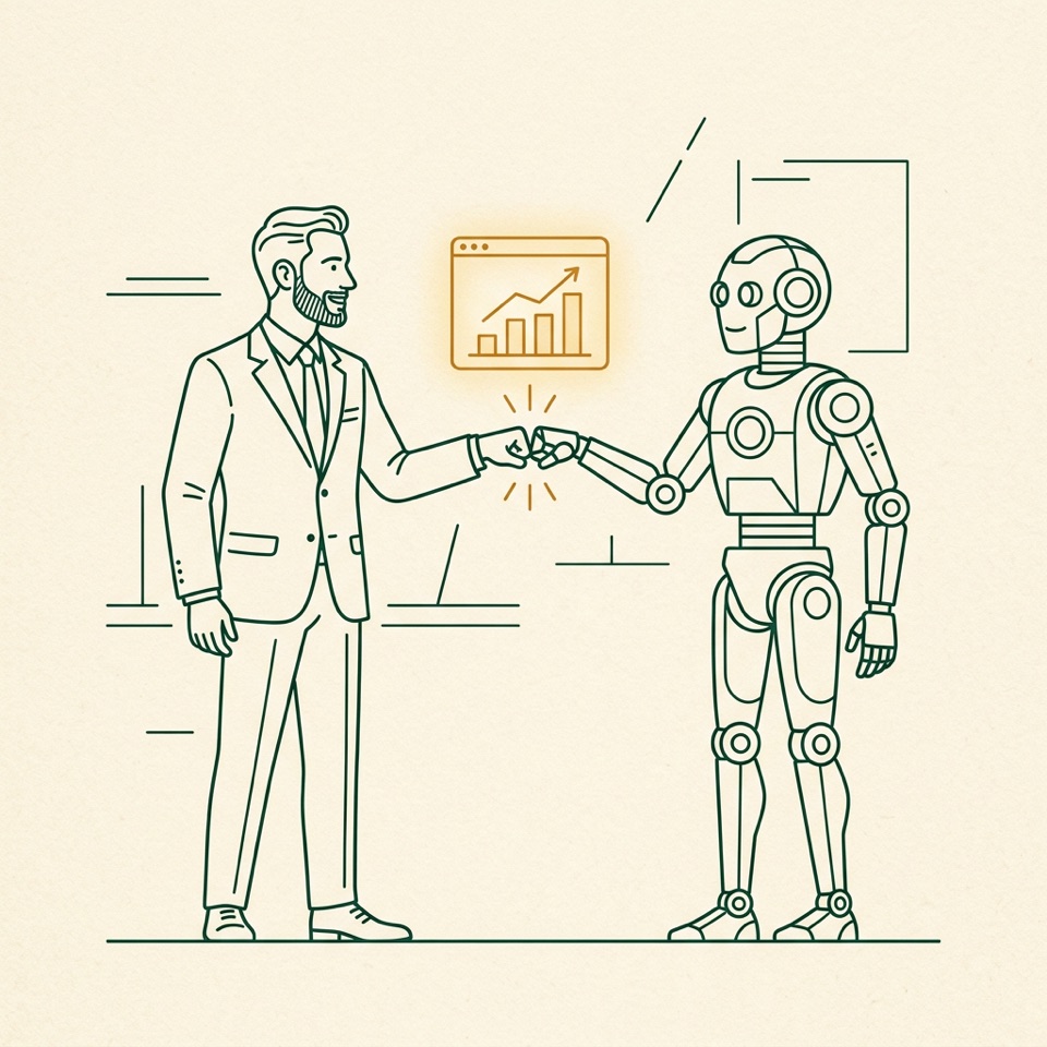 Illustration of you and your AI agent fixing your site together